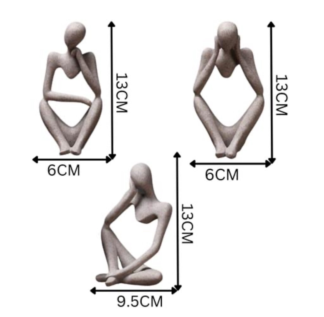 Thinker Statues Set of 3, Sandstone Resin Thinker Statue Ornaments, Abstract Style Sculpture Statue Collectible Figurines for Home Decor/Office/Bookshelf/Desktop/Decorations Home decor showpiece livingroom bedroom gift