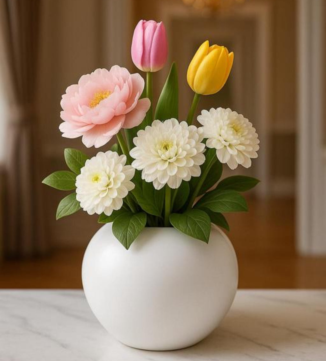 Name: Premium Ivory Metal Flower Vase | 10x10x10 cm | Unbreakable, Dust & Scratch Resistant | Home Decor Planter Pot for Table, Shelf & Gifting