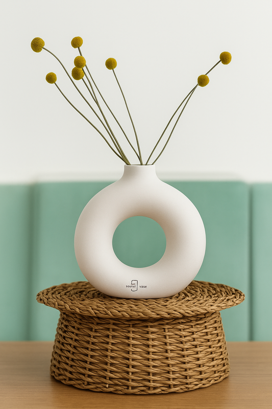 Ceramic Donut Vase, Flower Vase Vase, Vase Home Decor Centrepiece Decor for Home, Office, or Gifts-Vase
