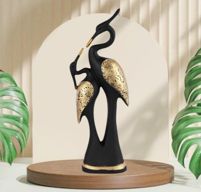 AAputri Black Pair of Kissing Swan Duck Home Decor Showpiece Love Birds Decorative Figurine, Décor Items for Main Door Entrance interior of Living Room (black and Gold)