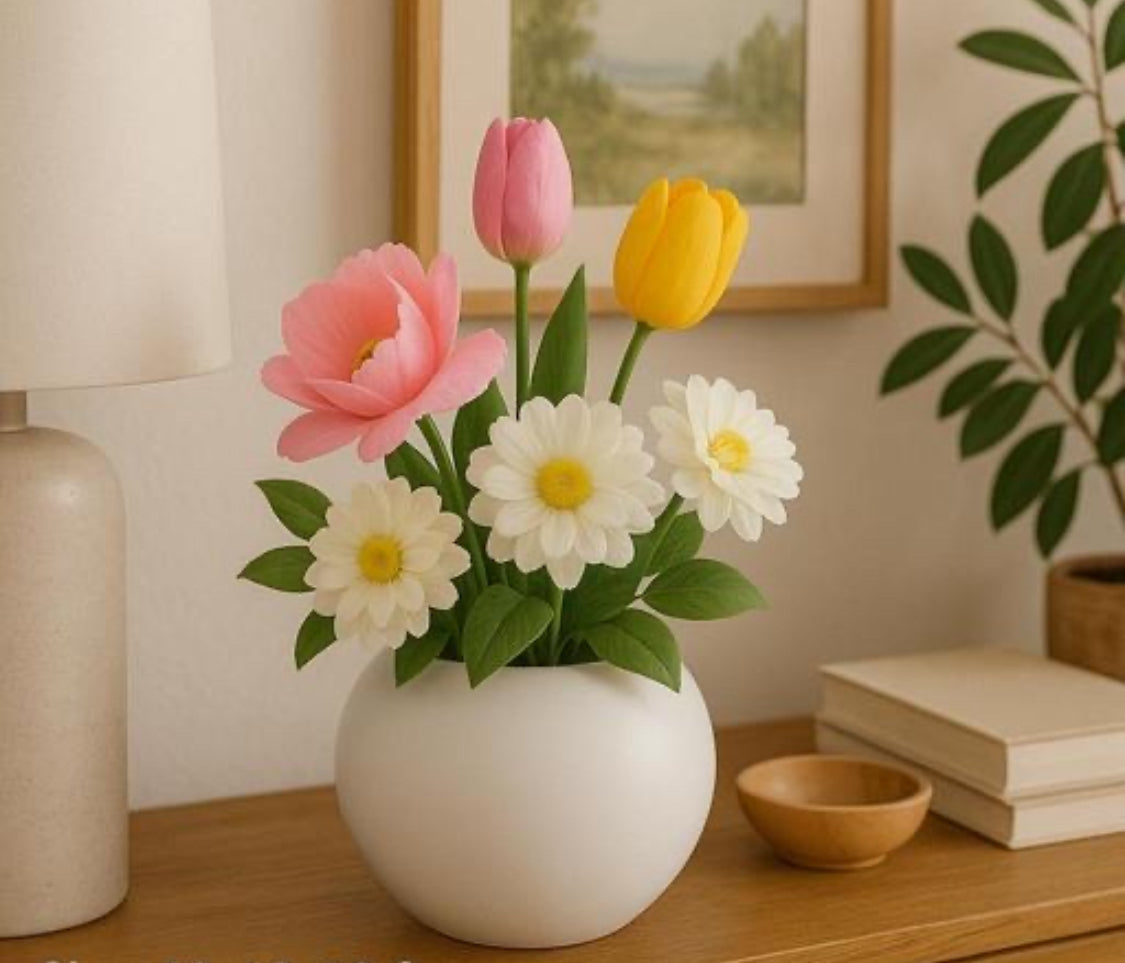 Name: Premium Ivory Metal Flower Vase | 10x10x10 cm | Unbreakable, Dust & Scratch Resistant | Home Decor Planter Pot for Table, Shelf & Gifting