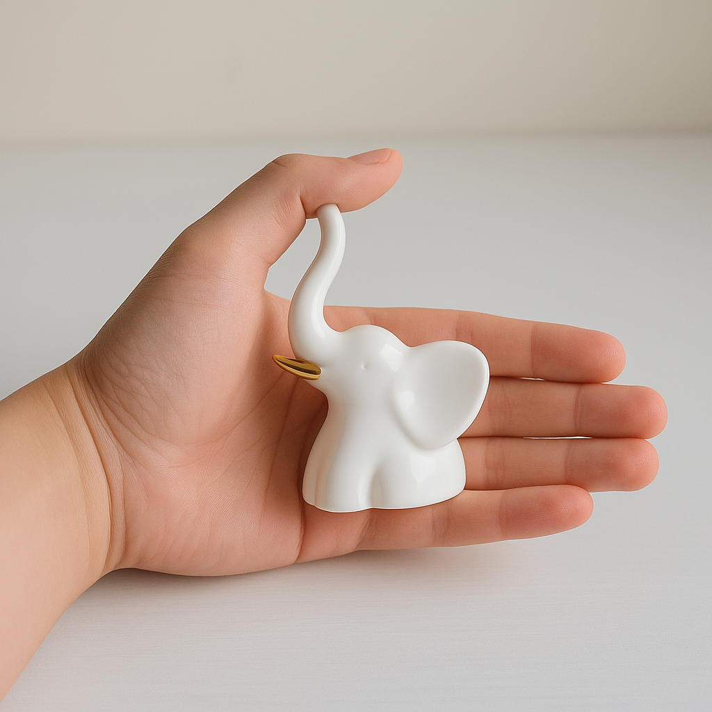 Home Decor Elephant Statue for Good Luck, Fengshui Ceramic Creative Small Modern Styles Elephant Idol Figurines, Decorative Gift Items for Home, Office Desktop, Living Room (2pcs Elephant)