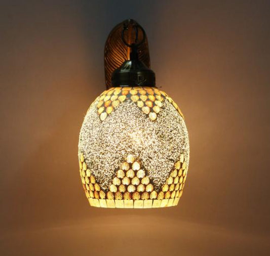Afast Antique Style Mosaic Wall Lamp, Night Light Of Decorated Glass Shade With Designer Metal Fitting For Colorful Light Effects